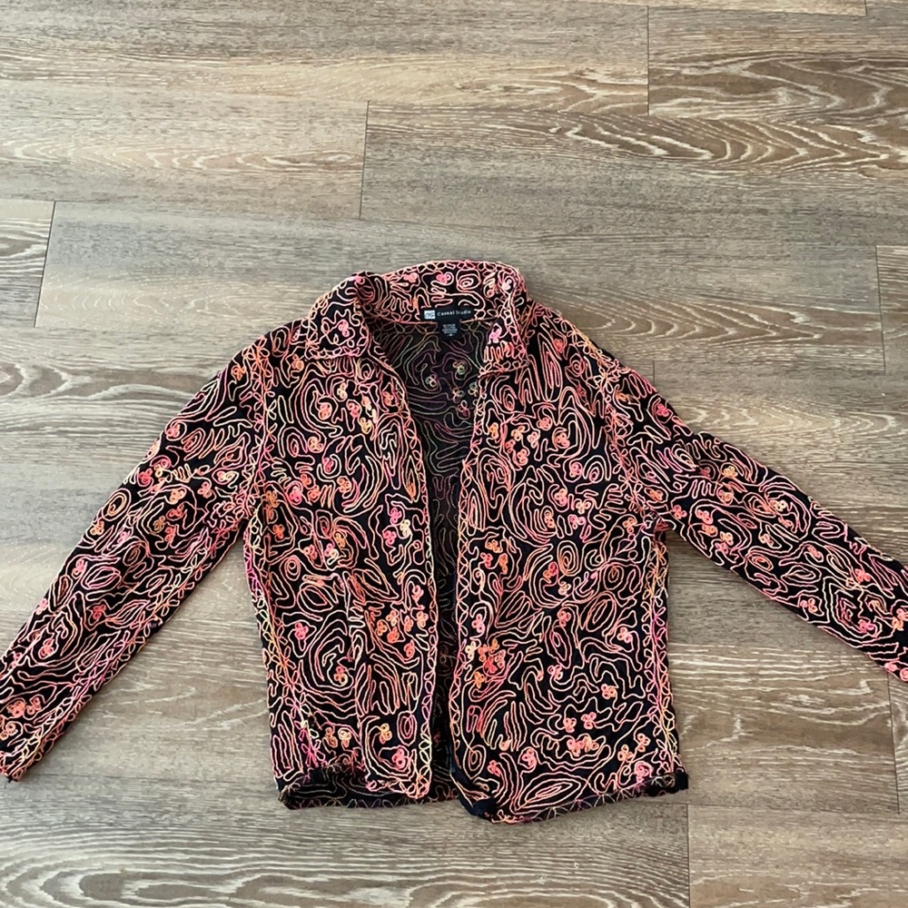 funky neon 80s pattern zip up jacket